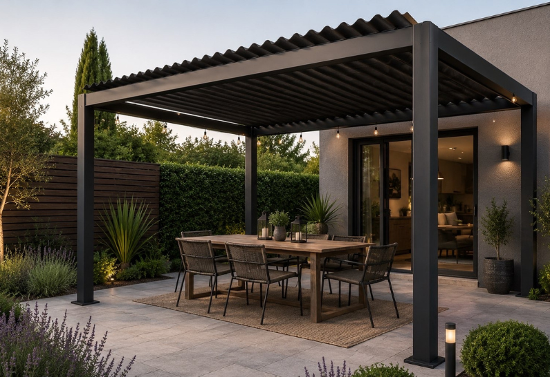 PERGOLA TÔLE ONDULÉE NID D'ABEILLE BRONZE 2.8 mm