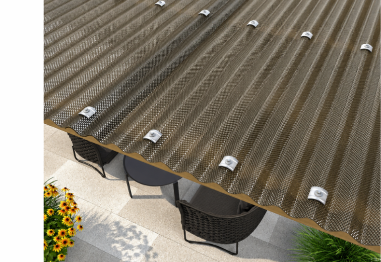 PERGOLA TÔLE ONDULÉE NID D'ABEILLE BRONZE 2.8 mm