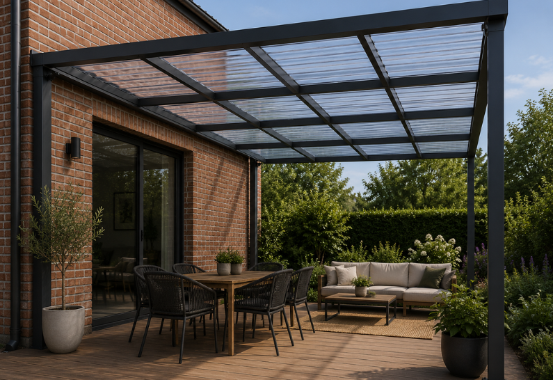 PERGOLA AVEC PLAQUE ALVEOLAIRE TRANSPARENTE