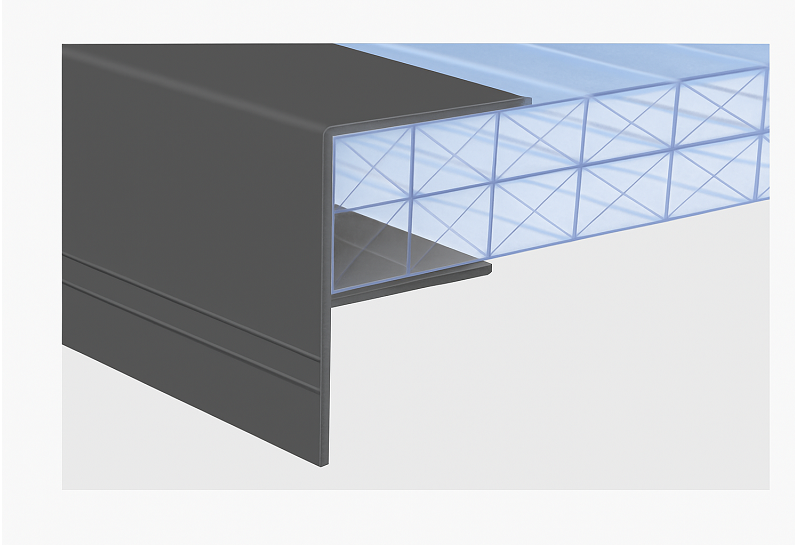 Profil F aluminium pour 10mm - Gris - Image 2